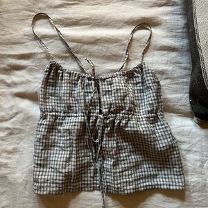 Black & White Checked Tie-Front Cami Top